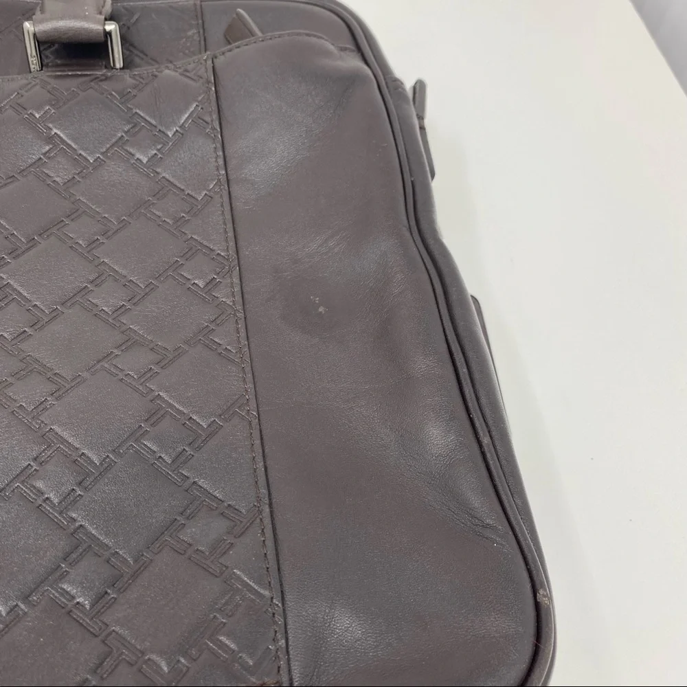 Tumi Ticon Brown Leather Brief Top Zip Bag Case